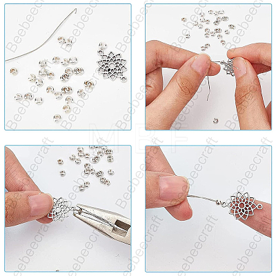 Beebeecraft 30Pcs 925 Sterling Silver Crimp Beads Covers FIND-BBC0002-98-1