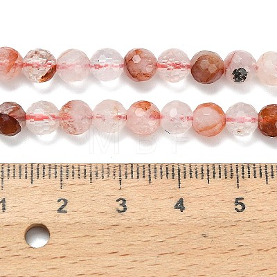 Grade A Natural Red Hematoid Quartz/Ferruginous Quartz Beads Strands G-L642-F03-6mm-1