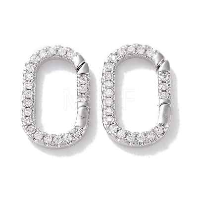 Rack Plated Brass Micro Pave Cubic Zirconia Clasps X-KK-Z039-06C-P-1