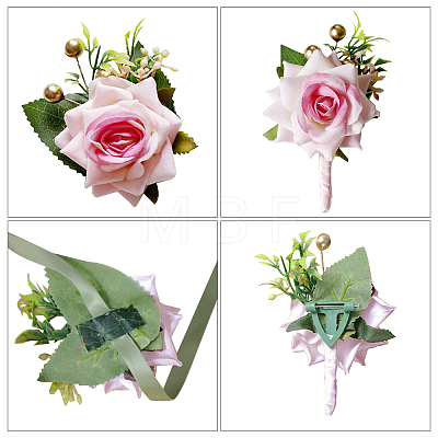 2Pcs 2 Style Cloth Flower Boutonniere Brooch AJEW-CP0001-58B-1