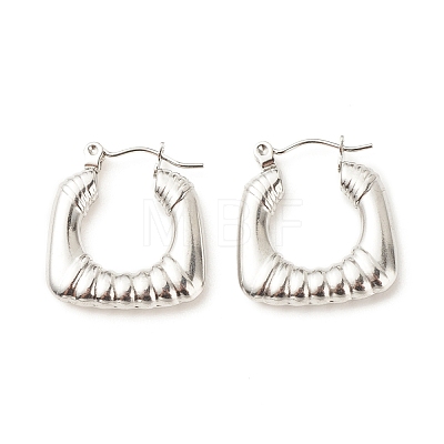 Non-Tarnish 304 Stainless Steel Chunky Rectangle Hoop Earrings for Women EJEW-K242-03P-1