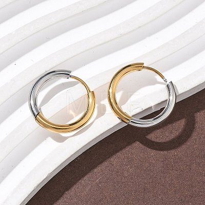 304 Stainless Steel Two Tone Hoop Earrings EJEW-P313-02C-G-1