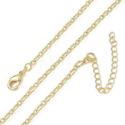 3MM Brass Textured Oval Link Chain Necklaces for Women KK-CBA2293-13G-1