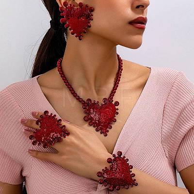 Baking Paint Alloy Pendant Necklaces & Stud Earrings & Ring & Bangle WGD946B-05-1