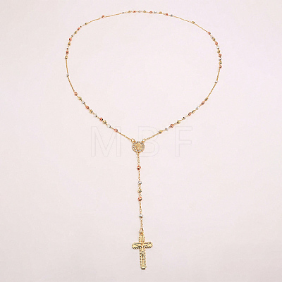 Vintage 304 Stainless Steel Round Rosary Bead Necklaces VJ4936-2-1