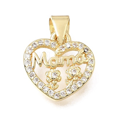 Mother's Day Brass Micro Pave Clear Cubic Zirconia Pendants KK-E802-20G-1
