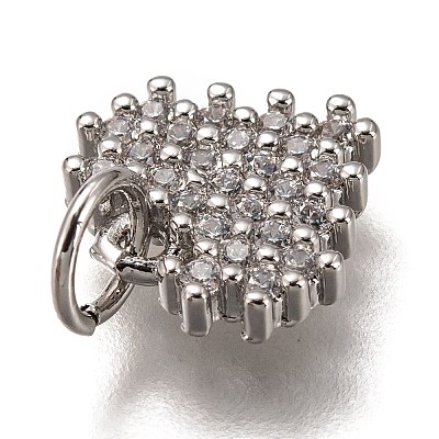 Brass Micro Pave Clear Cubic Zirconia Charms ZIRC-B002-61-1