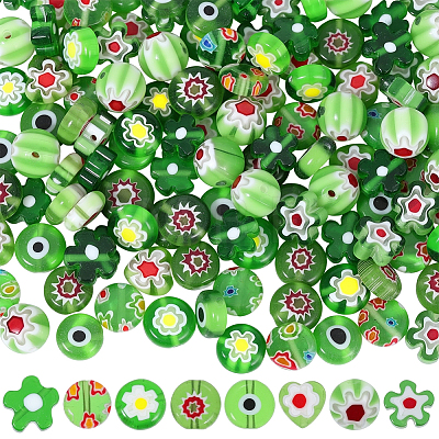160Pcs 8 Styles Handmade Millefiori & Evil Eye Lampwork Beads LAMP-PA0001-74-1
