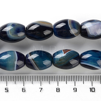 Natural Banded Agate (Dyed & Heated) Beads Strands G-M446-D01-01D-1