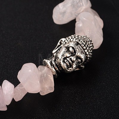 3D Buddha Head Gemstone Beaded Stretch Bracelets BJEW-JB01805-1