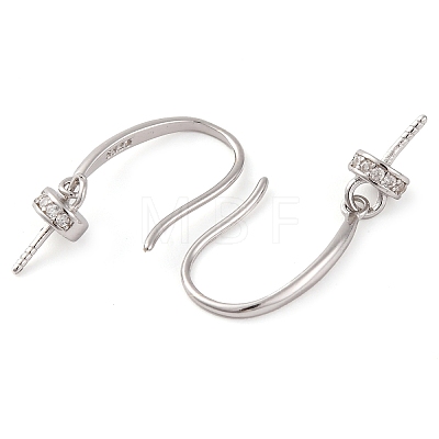 925 Sterling Silver Micro Pave Clear Cubic Zirconia Earring Hooks STER-U005-14P-1