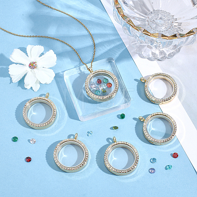 6Pcs Alloy Magnetic Locket Pendants FIND-ME0003-67G-1