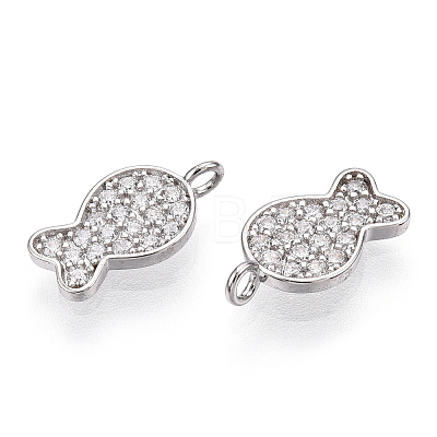 Rhodium Plated 925 Sterling Silver Micro Pave Cubic Zirconia Charms STER-T004-68P-1