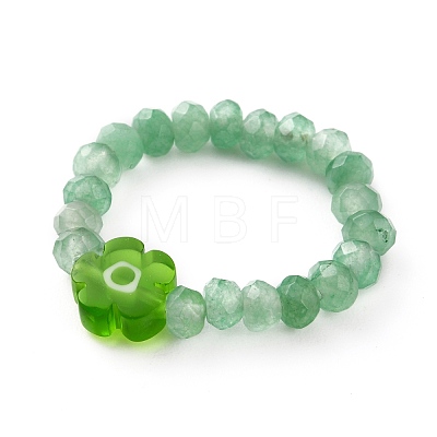 Dyed Natural Malaysia Jade Rondelle Beads Stretch Rings RJEW-JR00313-1