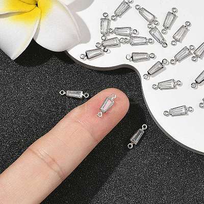 SHEGRACE Brass Pave Cubic Zirconia Trapezoid Connector Charms XGRQ2O526-444A-P-1