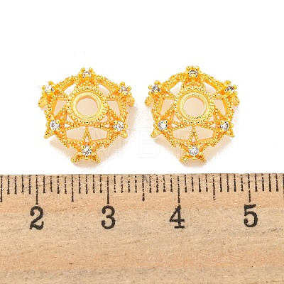 Rack Plating Brass Micro Pave Clear Cubic Zirconia Bead Caps KKB-L215-050G-1