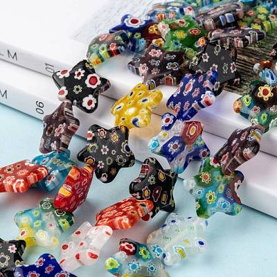 Star Handmade Millefiori Glass Beads Strands LK-R004-78-1