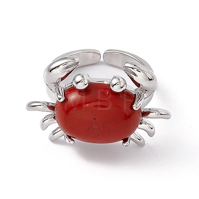 Natural Red Jasper Crab Open Cuff Ring RJEW-I090-01P-03-1