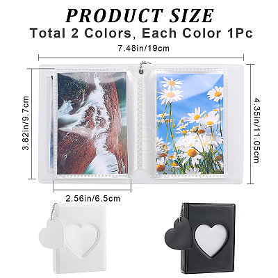 2 Sets 2 Colors 3 Inch PVC Mini Heart Hollow Photocard Holder Book AJEW-CP0005-83-1