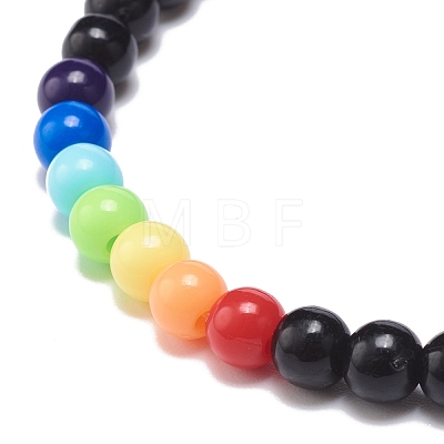 2Pcs 2 Colors Acrylic Round Beaded Stretch Bracelets Set for Women BJEW-JB08555-01-1