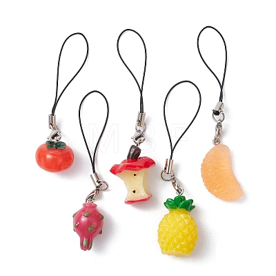 Fruits Resin Pendant Mobile Straps HJEW-JM01348-1