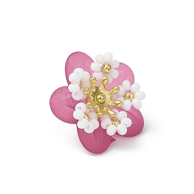 Glass Seed Beaded Flower Pendants PALLOY-MZ01128-04-1