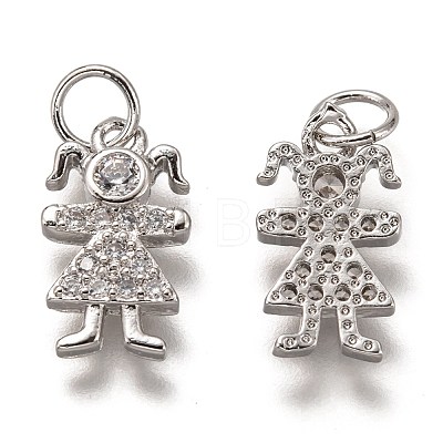 Brass Micro Pave Clear Cubic Zirconia Charms ZIRC-B002-57P-1