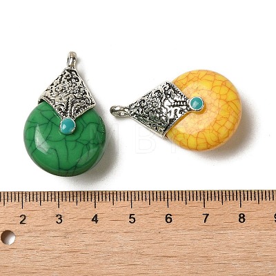 Tibetan Style Brass Synthetic Turquoise Dyed Pendants G-XCP0001-14-1
