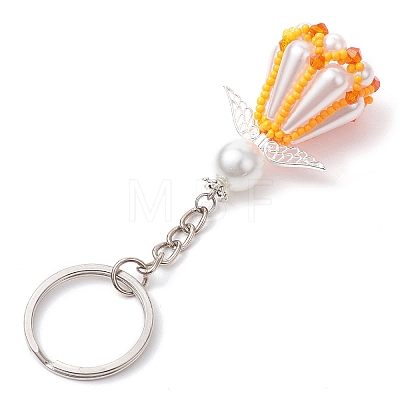 Glass Seed Bead with Acrylic Angel Keychain KEYC-MZ00026-02-1