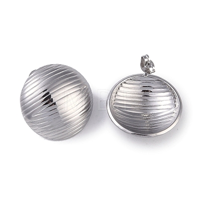 Texture Half Round 304 Stainless Steel Stud Earrings for Women EJEW-L283-048P-1