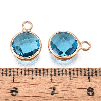 Golden Tone Brass Glass Charms GLAA-ZX008-24B-G-1
