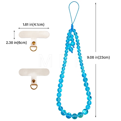 Round Synthetic Moonstone Beaded Mobile Straps HJEW-SW00042-06-1