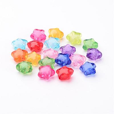 Transparent Mixed Color Acrylic Star Beads X-TACR-S091-12mm-M-1