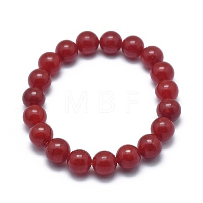Natural Jade Bead Stretch Bracelets BJEW-K212-A-036-1