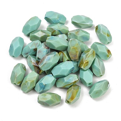 Two Tone Opaque Acrylic Imitation Gemstone Beads OACR-T033-07B-1