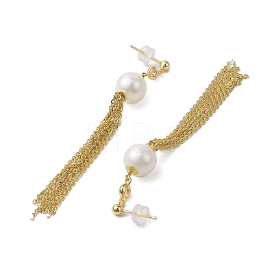 Natural Pearl Ear Studs EJEW-P286-43G-1