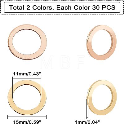 Unicraftale 60Pcs 2 Colors PVD Vacuum Plating 304 Stainless Steel Linking Rings STAS-UN0018-37-1