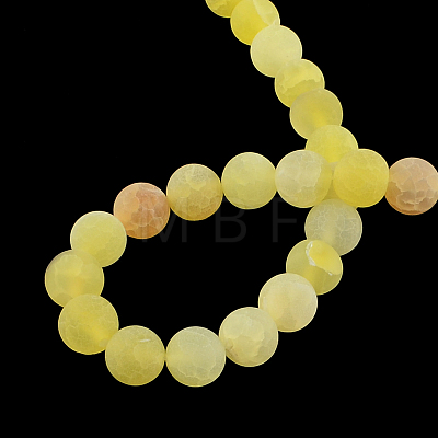 Round Dyed Frosted Crackle Agate Gemstone Bead Strands G-R297-08-1