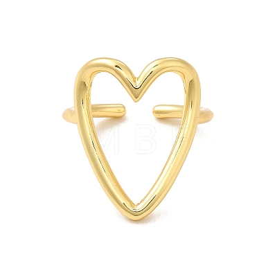 Rack Plating Brass Heart Open Cuff Rings RJEW-C050-02G-1