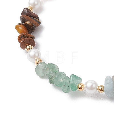 Chakra Natural Rose Quartz & Amethyst & Apatite & Aquamarine & Green Aventurine & Tiger Eye & Carnelian Chip Beaded Bracelets for Women BJEW-JB11740-01-1
