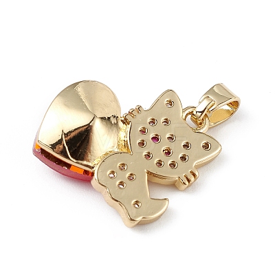 Real 18K Gold Plated Rack Plating Brass Micro Pave Cubic Zirconia Pendants KK-C015-31G-07-1