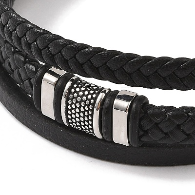 Braided Microfiber Leather Multi-strand Bracelets BJEW-B096-03B-1