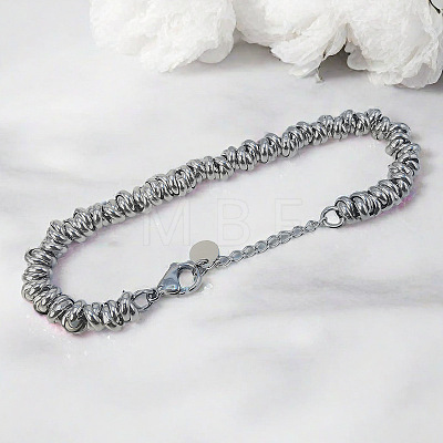 304 Stainless Steel Ring Beaded Bracelets for Women WGE0A36-01-1