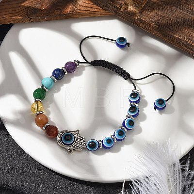 Chakra Gemstone Braided Beaded Bracelets BJEW-JB10905-01-1