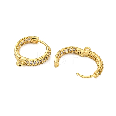 Rack Plating Brass Micro Pave Clear Cubic Zirconia Hoop Earrings Findings KK-F876-20G-1