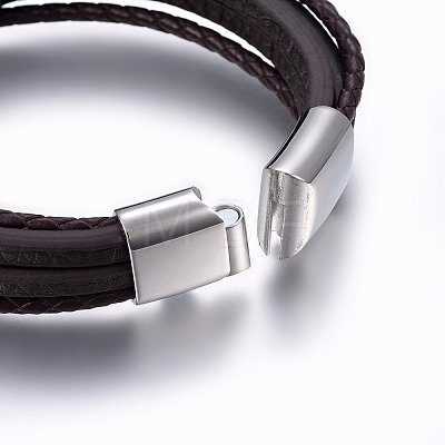 Leather Cord Multi-strand Bracelets BJEW-E345-18P-1