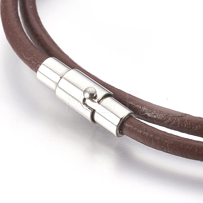 Leather Cord Wrap Bracelets/Necklace BJEW-JB03920-M-1