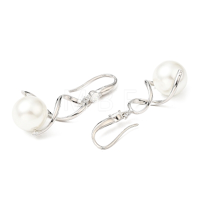 Plastic Pearl Infinity Dangle Earrings with Cubic Zirconia EJEW-Q770-03P-1