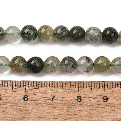 Natural Green Rutilated Quartz Beads Strands G-E561-14-6mm-1