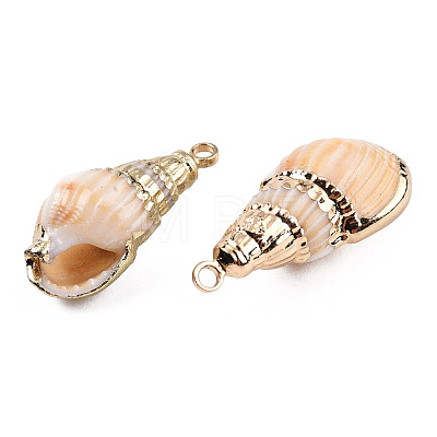 Electroplate Spiral Shell Pendants SSHEL-T006-12-1